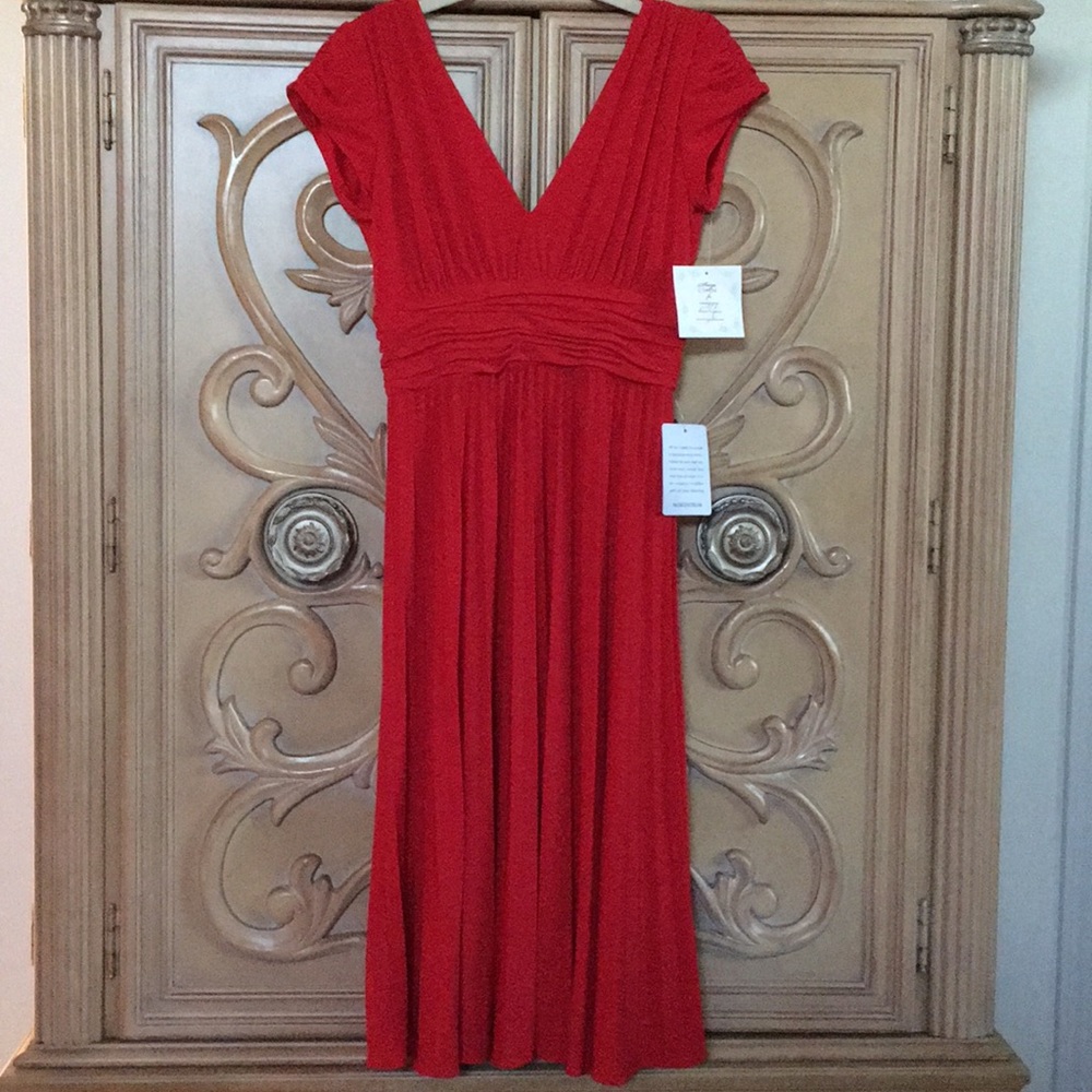 Suzi CHIN rich red flowy pleated waist nwt 2